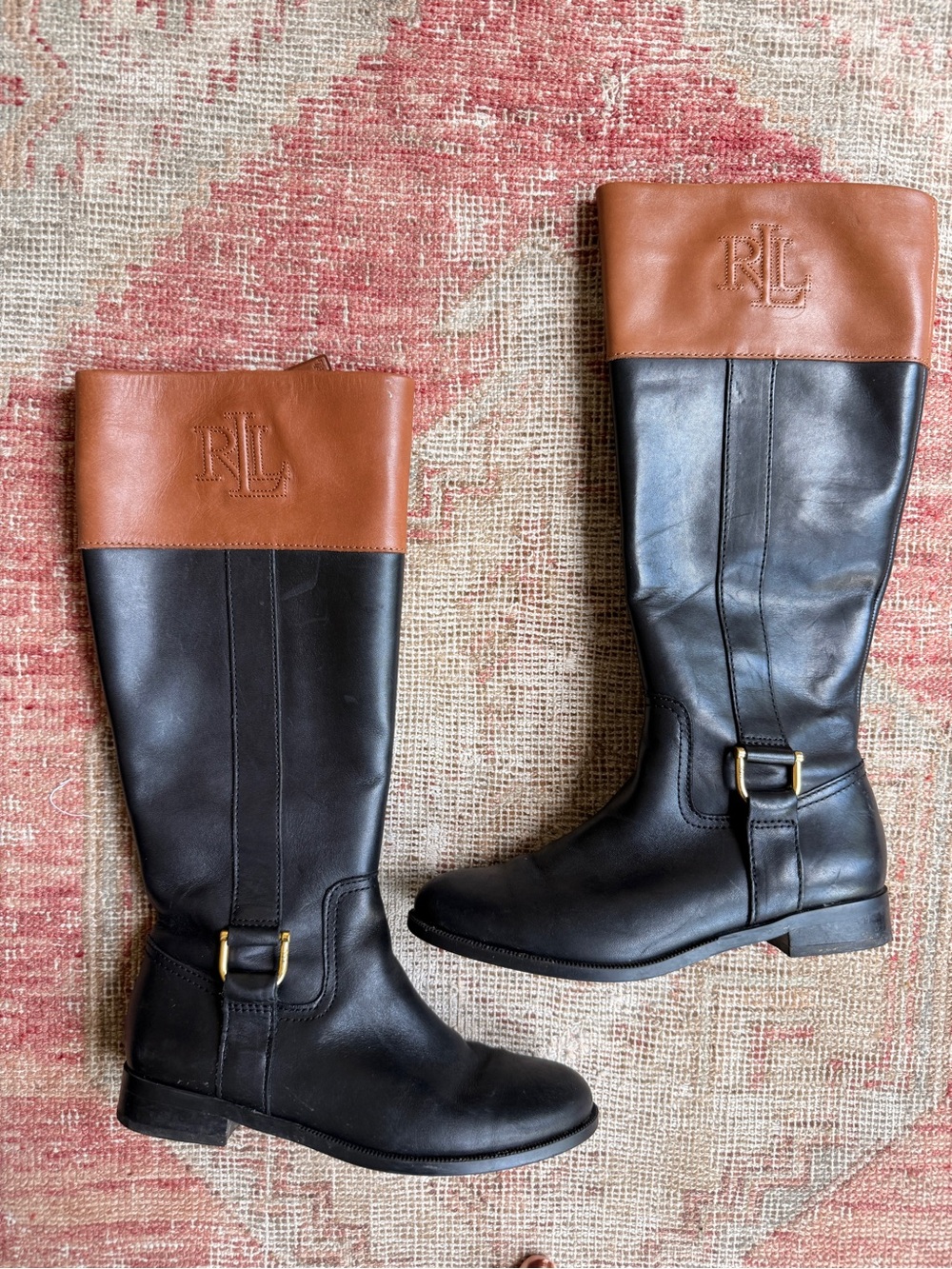 Ralph Lauren equestrian fall Leather Over-the-Knee Boots with Cognac Cuff